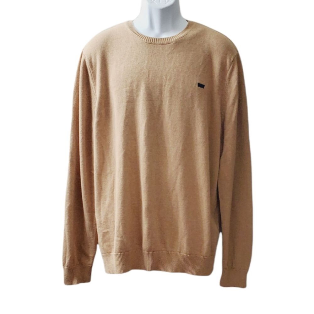 Mens Levi's Wool Tan Crewneck Dressy Casual Long sleeve crewneck Sweater